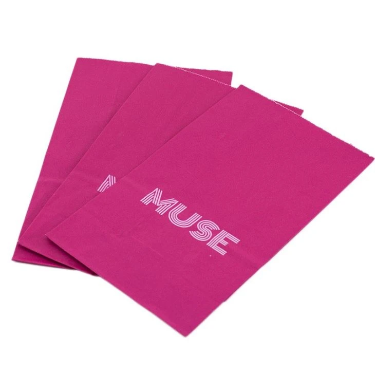 Small Kraft Paper Bags Printed Deep Pink Color